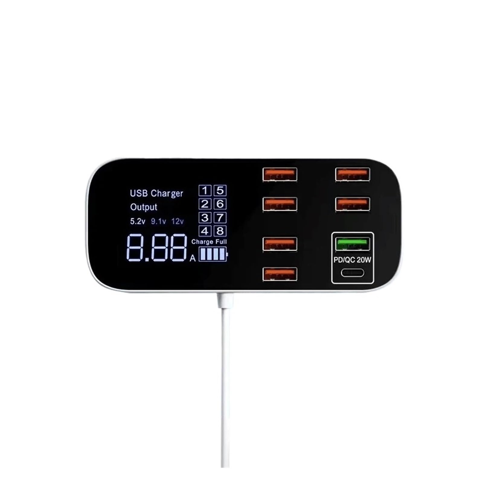 Estación De Escritorio del Cargador USB De 8 Puertos con Carga por USB Rápida De La Pantalla LED QC3.0 PD3.0 Ampliamente Aplicado