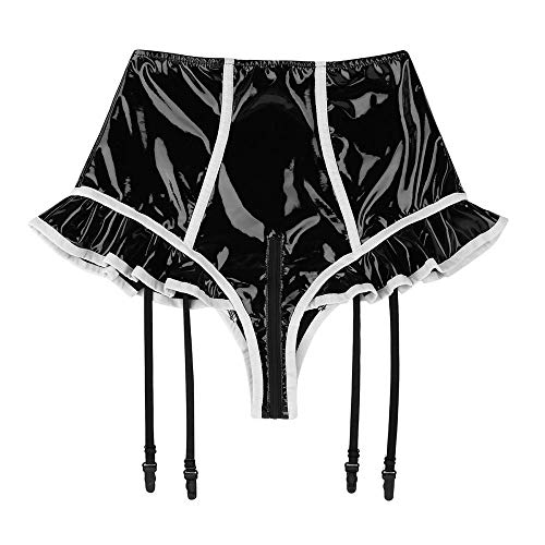 Sexy Lingerie Dames Latex Ondergoed Gevoerd Lederen Rits Trainingspakken Hoge Taille Trainingspakken Met Jarretel - Image 7
