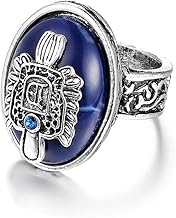 Vampire Damon's Ring,Punk Vampire Damon Daylight Ring, Bohemian Carved Pattern Style, Natural Lapis Lazuli Vintage Alloy Jewelry, Jewelry Gifts(Size P)