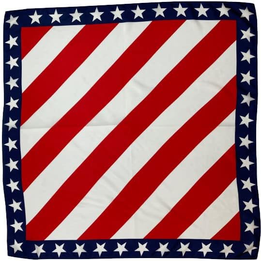 Yellowstone Freedom Stripes 35" Cowboy Wild Rag 100% Silk Scarf Bandana Stripes USA Wyoming