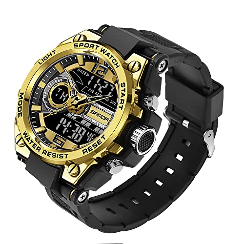 KXAITO �����Y�E�H�b�` �X�|�[�c �A�E�g�h�A �h�� �~���^���[�E�H�b�` ���t ���@�\ �^�N�e�B�N�X LED �A���[�� �X�g�b�v�E�H�b�`, 6092_�S�[���h 08, Large, �X�|�[�c�B