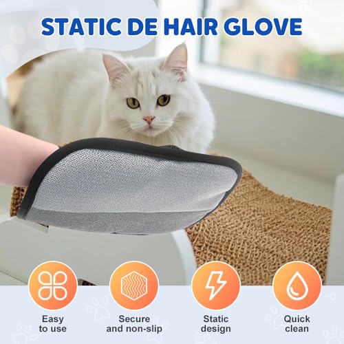 YAUNJI Pet Hair Remover Gloves for Cats Dogs, 2025 New Electrostatic Gloves Pet Hair for Hair Removal, Reusable Pet Grooming Gloves for Couch Furniture Carpet Car Seat (1 PCS)
