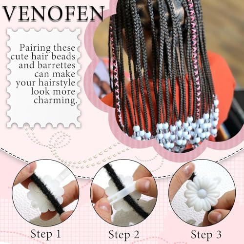Barrettes à cheveux fleur en résine résistante pour tresses de filles