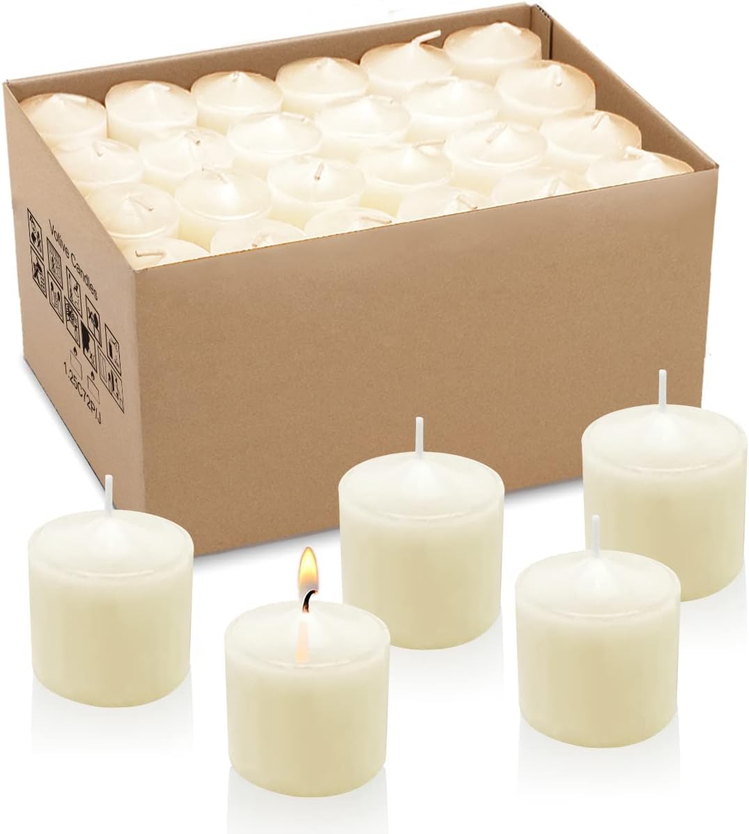 Amusaer Votive Candles in Bulk, 72 Packs Unscented Ivory