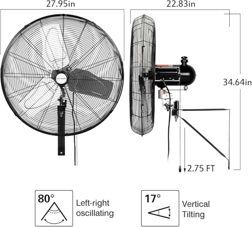 Image of BILT HARD 24 in. Outdoor Oscillating Wall Fan, 6300 CFM 3-Speed Heavy Duty Outdoor Wall Fans, High Velocity Waterproof Fans for Patio, Commercial, Industrial, Warehouse, UL Listed, 2 Pack