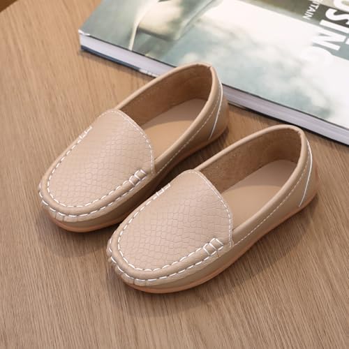 Image of Boys Loafers PU Leather Slip-On Toddler Dress Shoes Non-Slip Sole Kids Moccasins for School Events and Daily Wear