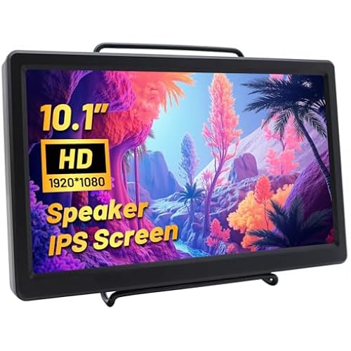ELECROW 10.1 Inch Portable Monitor - IPS Capacitive Monitor with HD VGA Port，1920x1080P LCD Display Built-in Dual Speakers VESA Mount for Raspberry Pi 5/4/3, PS Xbox, Windows 11/10/8/7