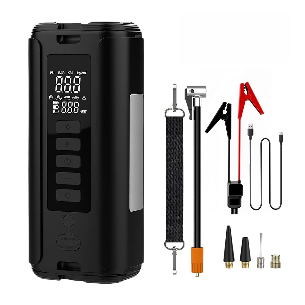 Battery Jumper Starter Portable 9 0L Gas 6 5L Diesel with 150PSI Auto-Shutoff Air Compressor 12V Lithium Car