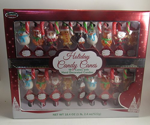 Holiday Candy Canes 18 Canes with Hand Decorated Candles Gifts 18.4 Oz