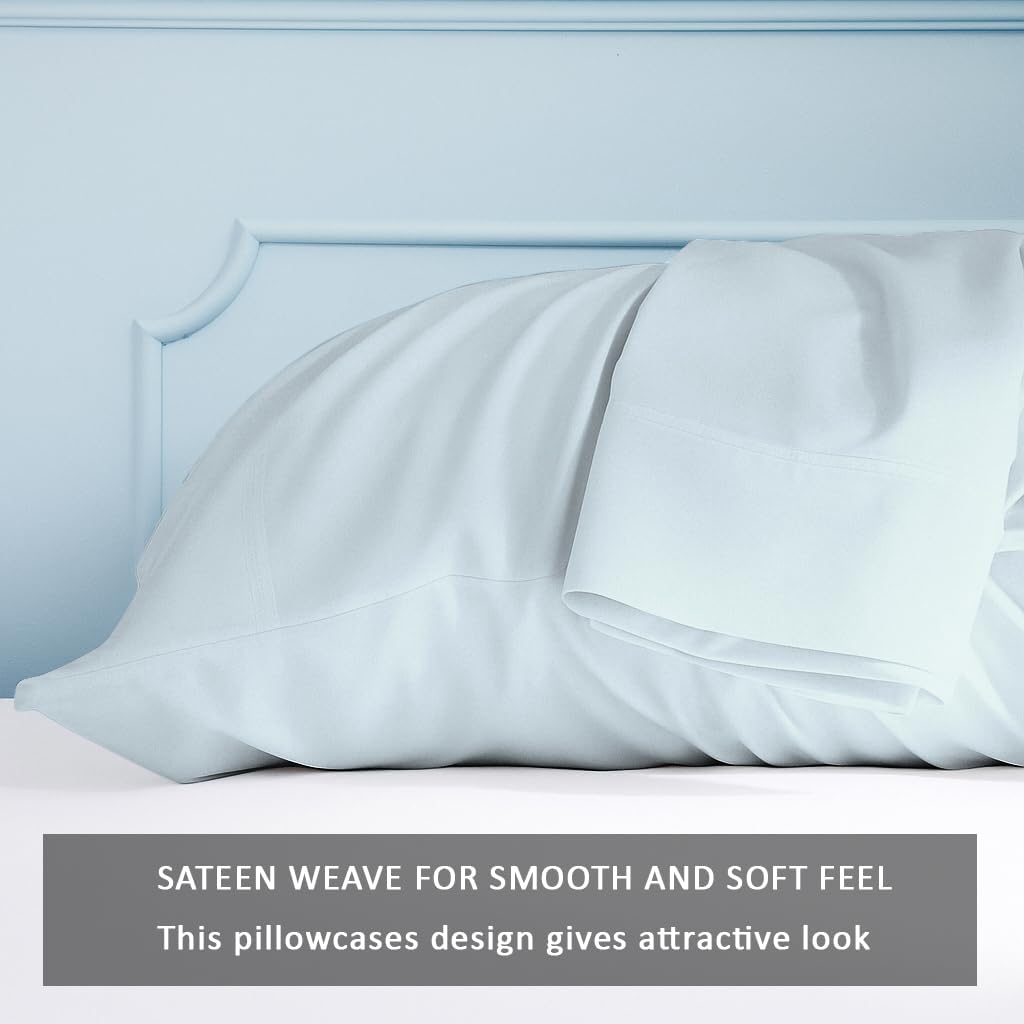 TBM Oversize Pillow Case Extra Large Fits Even The Fluffiest Pillows Including Huge Gaint Pillows Extra Tall Pillowcase 100% Egyptian Cotton 600 Thread Count (Sea Foam, Queen 23W X 34L)