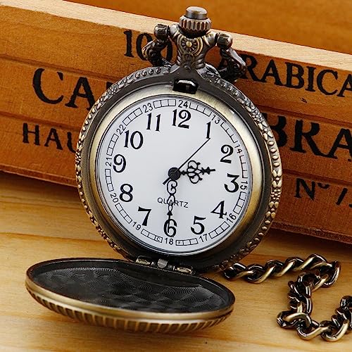 Realpoo Relógio de bolso com patch animal, design de animal esculpido, relógio de bolso masculino, c