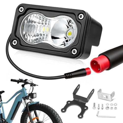 Image of 2 Pin Male eBike Headlight for Rad Power Bikes Vamoose Mammoth | High Intensity CREE LEDs, Spot Flood Combo Beam, 6000K 20W Waterproof E-Bike Light, Check Connector Before Purchase