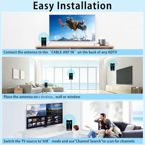 Image of Digital Antenna for Smart TV Indoor Outdoor,HDTV Antenna for All TVs,Supports 4k 1080p Indoor Antenna /Outdoor Antenna with Amplified,Long Range Reception 16.4FT Antennas for Tvs Without Cable (Green)