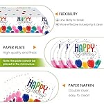 41PCS Happy Birthday Decorations Colorful Birthday Themed Decorations Includes Disposable Paper Plates and Napkins,Tablecloth for Kids' Boys Girls Baby Shower - Image 3