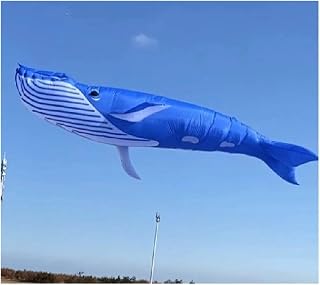 20M Whale Kite, Giant Fish Kite, 3D Kites for Adult, Large Inflatable Kite Windsack Ripstop Nylon Wind Indicator Pilot Kite OneColor Kite Toys