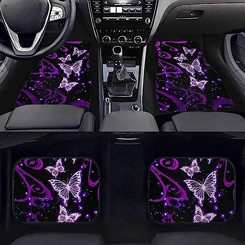 Tapis de sol voiture universels papillon violet lot de 4 pour auto