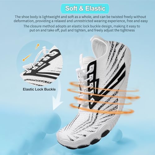 Image of Beach Water Shoes for Women Men Quick Dry Non-Slip Wide Toe Hike Barefoot Footwear for Beach Pool Aqua Swim Surf Walk