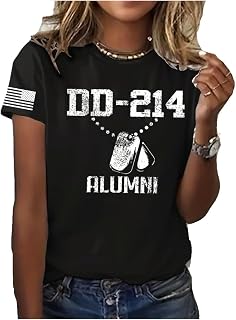 Women's Dd-214 Printed T-Shirt Dd 214 Alumni Shirt Veterans Day Flag Shirts for Women