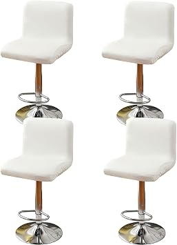 PU Leather Bar Stool Chair Covers 2/4/6 Pieces Waterproof Pub Stool Cover Dining Room Swivel Bar Stool Chair Seat Slipcover Counter Height Mid Low Back Chair Protector Color White, Size Set of 4