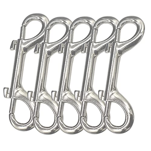 Bytiyar 5pcs 70mm Double Bolt Ended Snap Hooks Clips Trigger Spring Clasp Zinc Alloy Heavy Duty Buckles DIY Hardware Accessories Use for Linking Lanyard, Webbing Belt, Pet Leash Collar, Bags