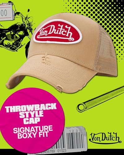 Image of Von Dutch Unisex Trucker Hat - Retro Classic Solid Color Mesh Back Snapback Baseball Cap for Men & Women.