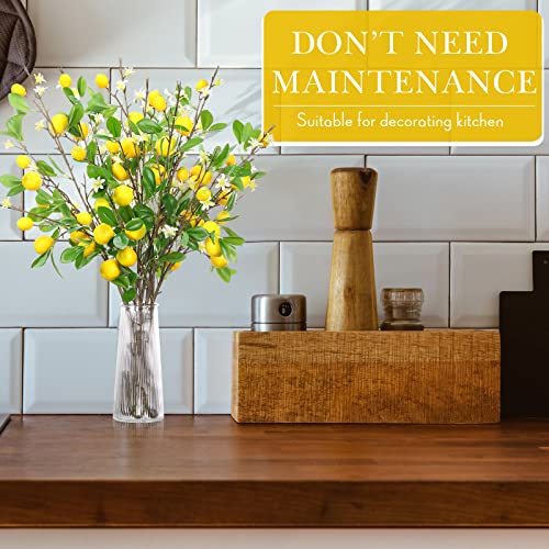 Yilloog 8 Pcs 32 Inches Artificial Lemon Branches Yellow Faux Lemon Stems Spring Summer Citrus Fruit Branches Fake Lemon Decor For Kitchen Party Decorations Farmhouse Home Table Centerpieces #TOP5