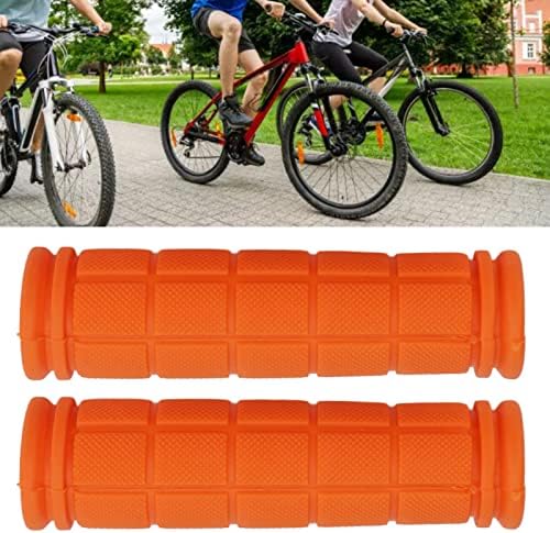 Miniatura 3 de Empuñaduras de mango, 1 par de empuñaduras de goma antideslizantes para BMX/Road Mountain Bike (Naranja)