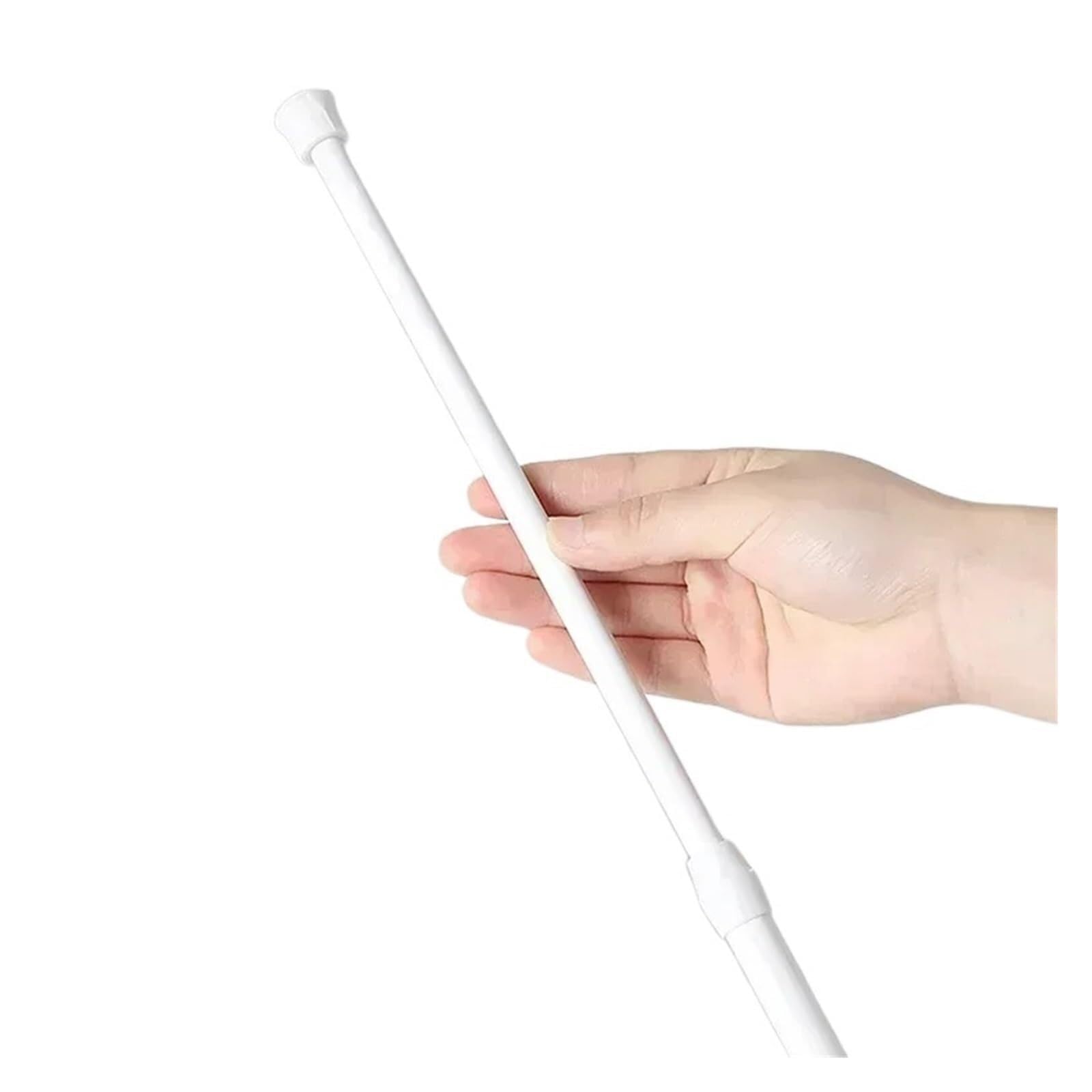 Tension Rod Adjustable Metal Curtain Rod Spring Loaded Extendable Telescopic Poles No Drilling Hanging Rods(White60-110cm)