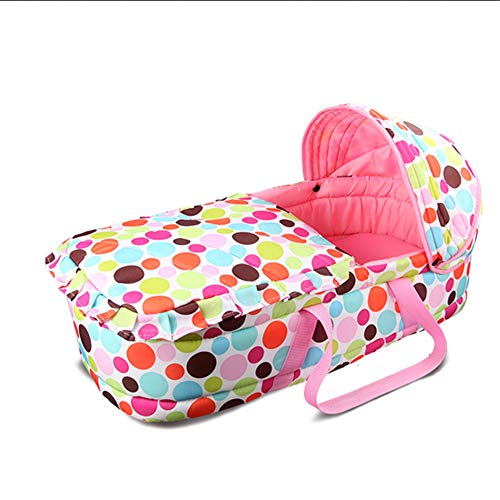 LNDD-Culla Neonato Cesto Cestini Moses Basamento Dell'Oscillazione del Materasso di Vimini del Cotone Leggero E Comodo per I Neonati Rosa 0-7 Anni,Rosa
