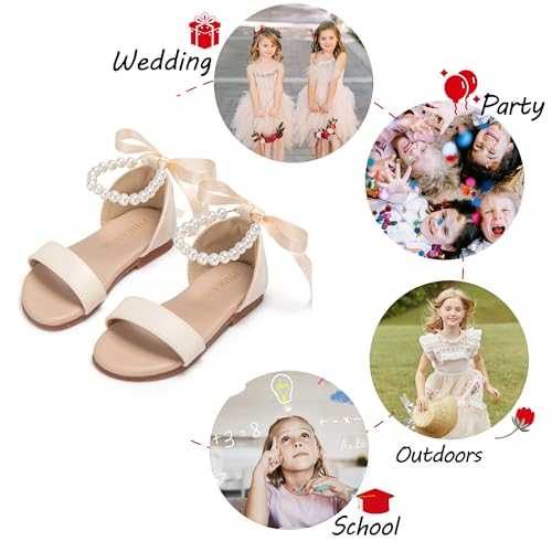Image of PHIRAMIN Toddler Girl Sandals - Flower Girl Dress Shoes Open Toe Little Kid Wedding Party