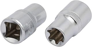 Aexit E16 1/2-inch Hand Operated Tools Square Drive Chrome Vanadium Steel Torx Impact Socket 2pcs Model:70as587qo767