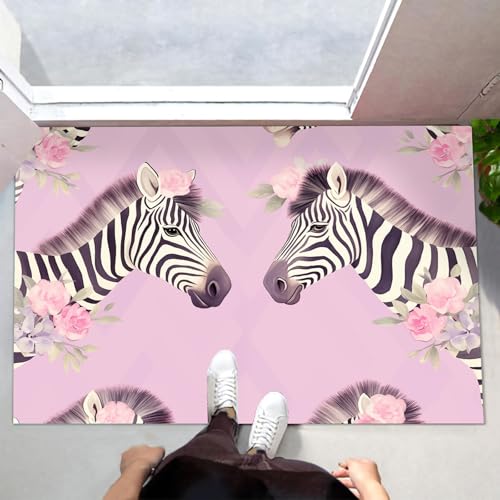 Zèbre Couronne Tapis d'entrée Résistant Lavable 90x150cm