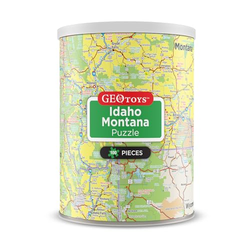 Idaho and Montana 13"x10" Mini State Puzzle, 100 Pieces Puzzles for Kids