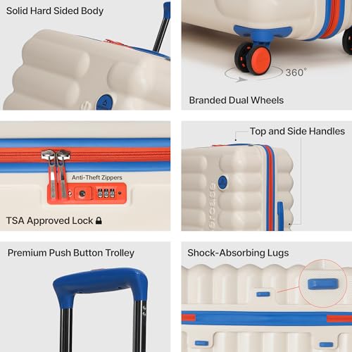 Image of uppercase Astro Trolley Bag Set Of 3 (S+M+L)|Cabin & Check-In Hardsided Spinner Trolley Bag|Flushed Tsa Lock & Anti-Theft Zippers|Dual Wheel For Men & Women|2000 Days Warranty(Beige), 55cm, 65Cm,75Cm