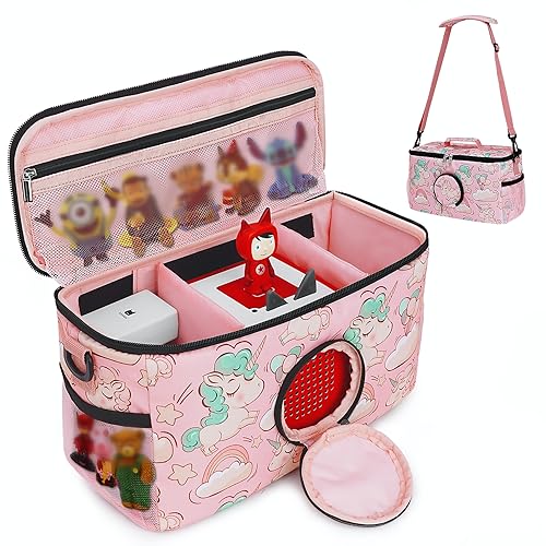 Image of Ciseret Portable Carrying Case for Toniebox Starter Set and Accessories - Compatible Travel Bag for Tonies Figure Characters Charging Station Headphones -Girls Kids Pink Unicorn Tonie Box Carry Case