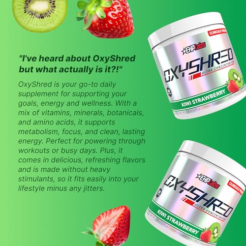 Image of EHP Labs OxyShred Pre Workout Powder - Preworkout Powder with L Glutamine & Acetyl L Carnitine, Energy Boost Drink - Kiwi Strawberry, 60 Servings