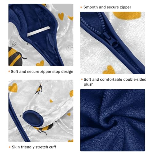 Bee and Heart Girls Fleece Jacket Girls Fall Jacket Girls Zip Up Hoodie Girls Sherpa Jacket 2-10T3