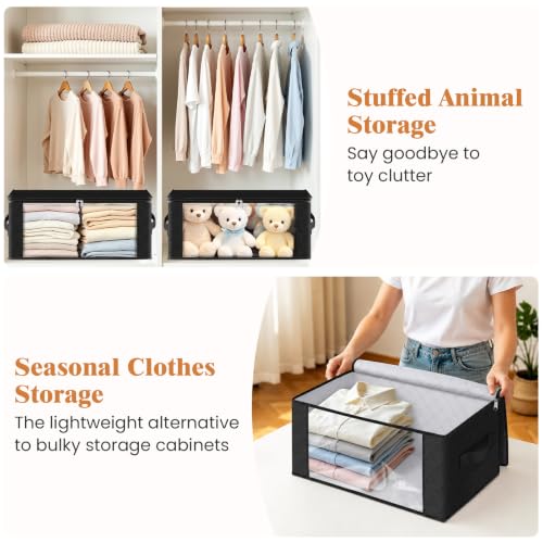 Image of Fab totes 35L Closet Organizers and Storage, Foldable Under Bed Storage Containers, Storage bags for Organizing Bedroom, Closet, Clothing,Organization with Handle (4 Pack,Black)