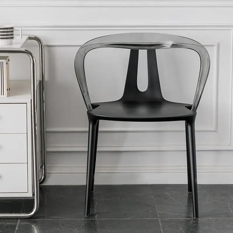 Oslo Plastic Dining Chair with Transparent Border | Durable & Stylish | Modern Lightweight Chair for Dining Room, Living Room, Café | Black 3