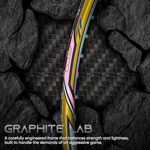 Image of Hundred Nitrix Attack | Ultra-Light Carbon Fibre Badminton Racket | Head-Heavy Power | Max Tension 32lbs | Flexible Shaft for Fast Swings | Intermediate /Advanced Level | Includes Full Cover