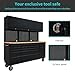 CHETTO C 72 inch Tool Chest Tool Box Mobile 15 Drawers Storage 3 Upper Cabinets SS-Pegboard Rolling Cabinet with Wheels Lock Key Locking System Drawer Liners for Garage Warehouse Repair Shop Black