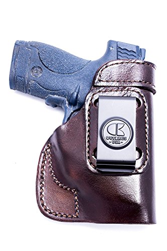 Outbags Usa Ls2Shieldx (Brown-Right) Full Grain Heavy Leather Iwb Conceal Carry Gun Holster For Smith & Wesson M&P Shield 9Mm / 40 S&W With Crimson Trace Laser. Handcrafted In Usa. #TOP1