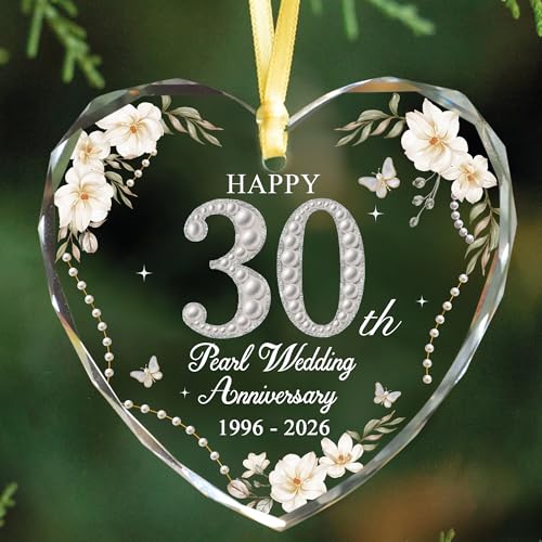 MALFIRST 30th Anniversary Ornament 1996-2026, Pearl Wedding Gift Keepsake for Couples, 30th Wedding Anniversary Decorations, 30 Year Anniversary Keepsake Gifts for Husband Wife
