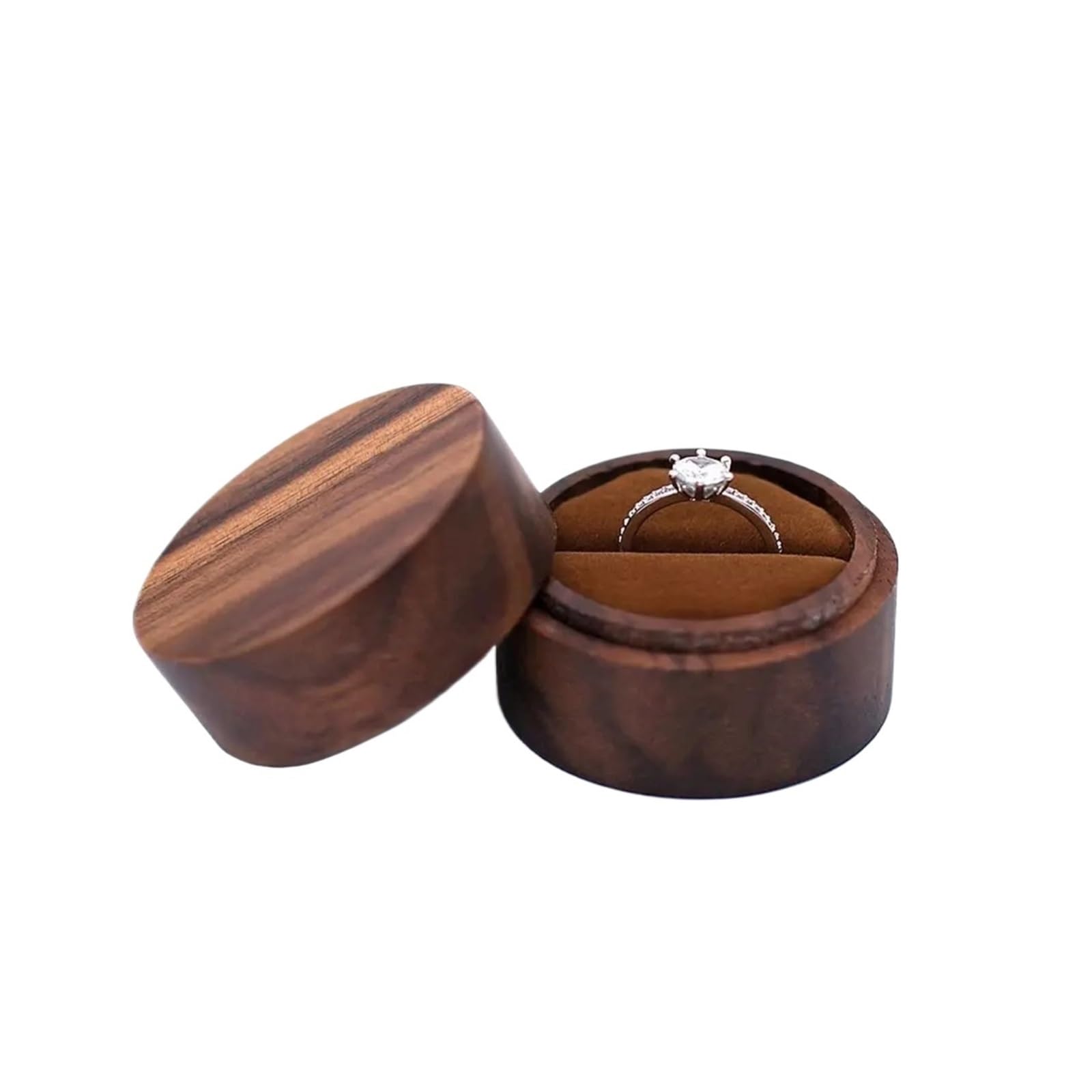 LCKKJHG Wedding Ring Box Round Proposal Case Jewelry Box Earrings Organizer Engagement Ceremony Ring Storage Bearer Presentation(Color 01)