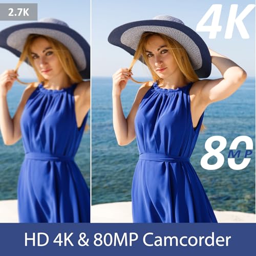 Video Camera Camcorder HD 4K 80MP with IR Night Vision, 18X Digital Zoom Webcam Video Recorder, 3.0 Inch 270 Degree Rotation IPS Screen Vlogging Camera for YouTube with Two Batteries, and 32GB SD Card - Image 3