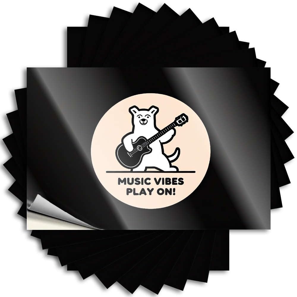 A Cute Bear Playing Guitar with Music Vibes Play On! Written Below. Hat Tall - Gamers Accessories Quote Self Adhesive Sticker(8X12CM)