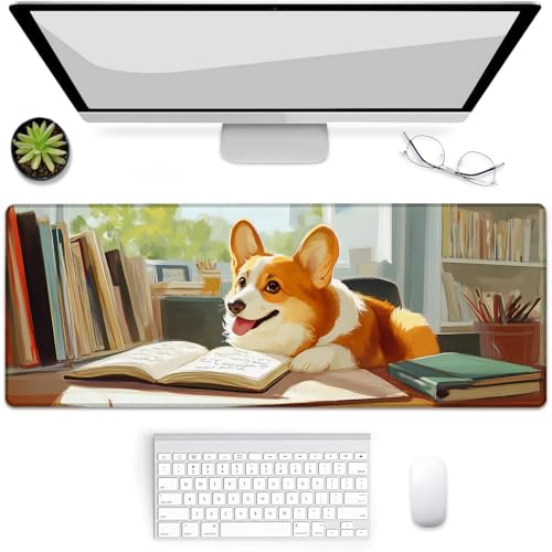Tapis de souris de jeu Corgi avec base en caoutchouc antidérapant