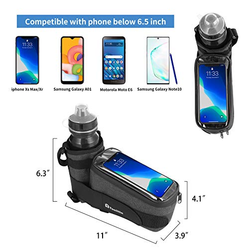 TOOLITIN Bike Phone Front Frame Bag with Water Bottle Holder, Removable Insulated Cup Bag with Tighter Buckle, Bicycle Bag for Mountain, Fixed Gear, Folding, Road Bikes - Thumbnail 4