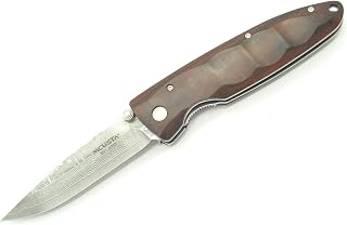 Seki Japan MC-18D Classic Wave Ironwood Damascus Folding Pocket Knife - Mcusta