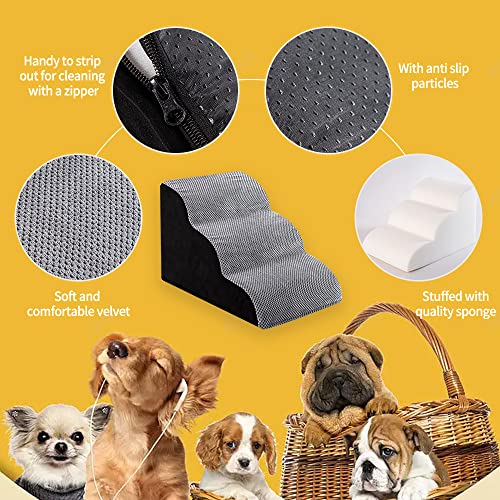 Vckas Dog Stairs,Foam Pet Steps 3 Tiers,Non-Slip Dog Steps,Pet Ladder/Ramp With Removable Cove,Soft Foam Doggie Ladder For Dogs Injured,Older Cats,Pets With Joint Pain #TOP5